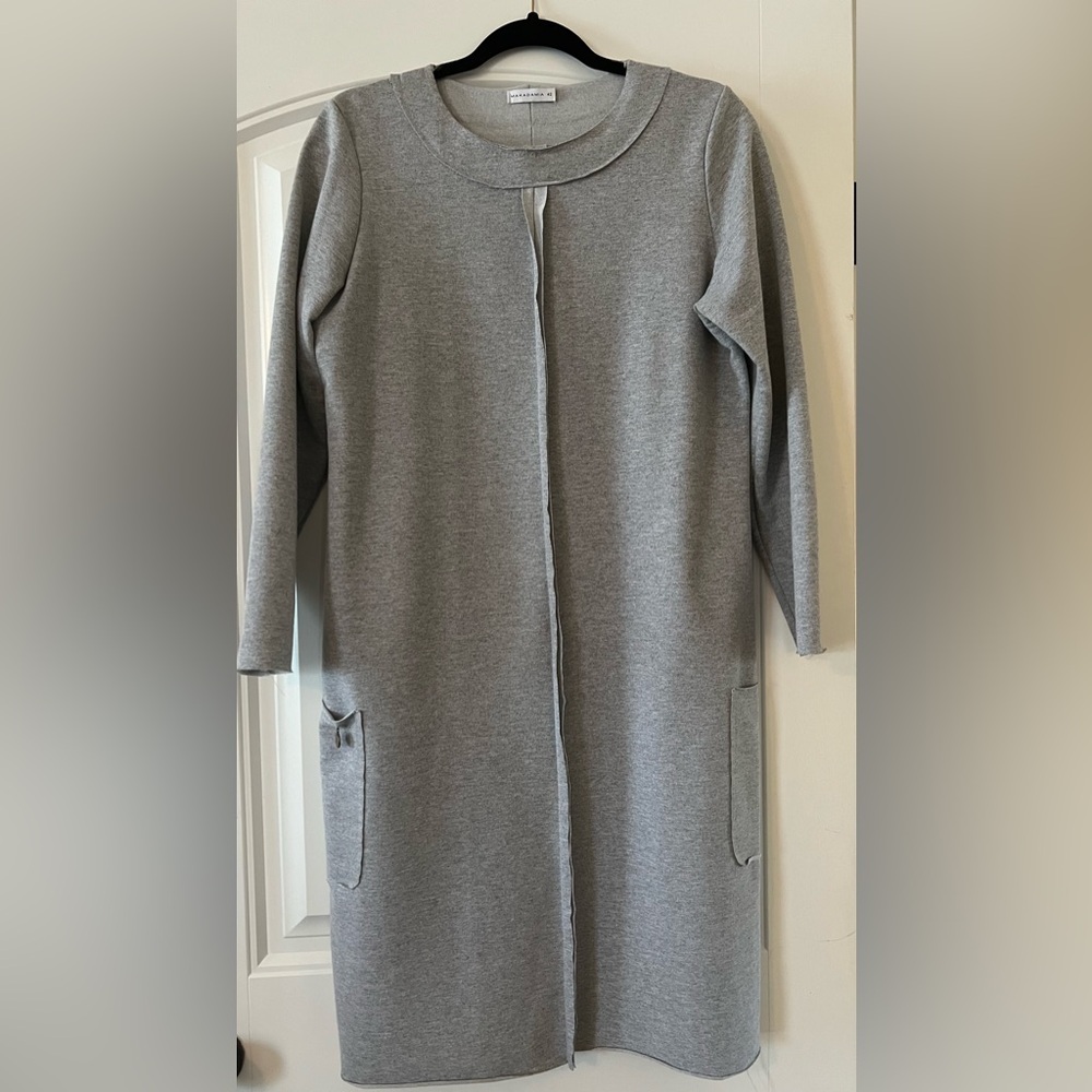Makadamia Dress Women Size 10/12 EU42 Grey Pockets Made in Poland Cotton Blend